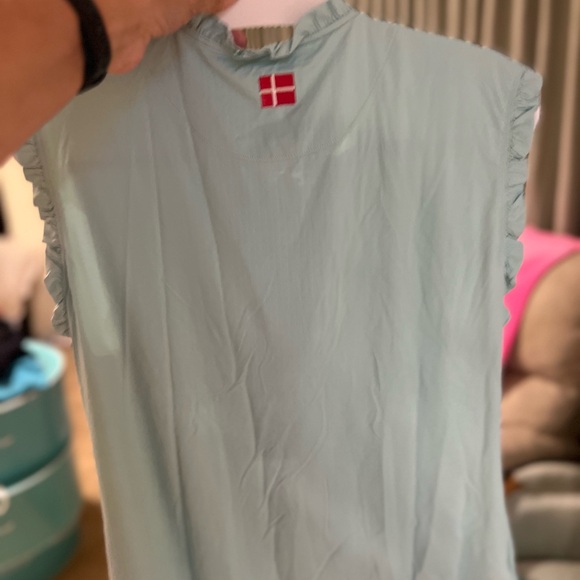 Light blue Stand-Up Collar Sleeveless Blouse NWT Kastel of Denmark XL - Picture 7 of 8